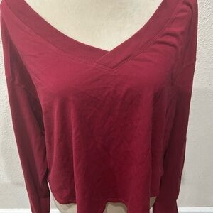 Joy Lab Women's V-Neck boxy fit Burgundy Top size XL NWT